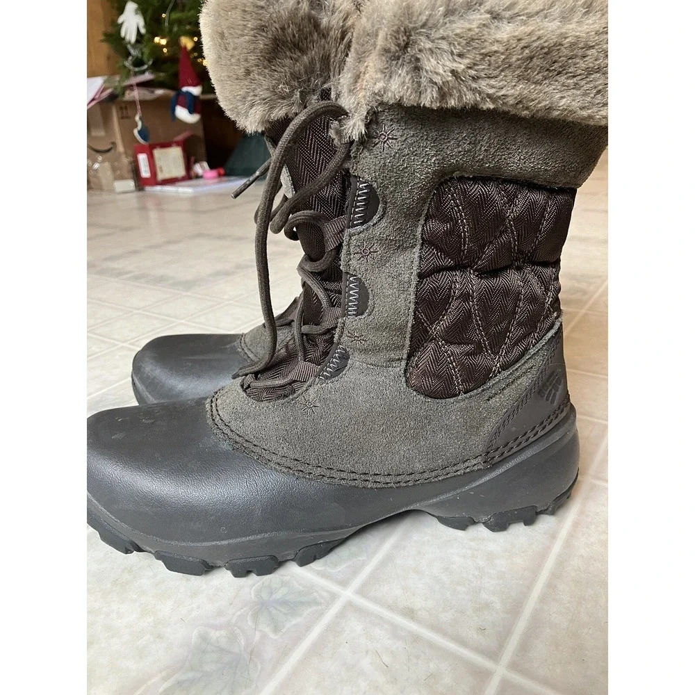 Columbia Women's Faux Fur Winter Boots 200grams Sz 9 Gray Brown Quilted Sides